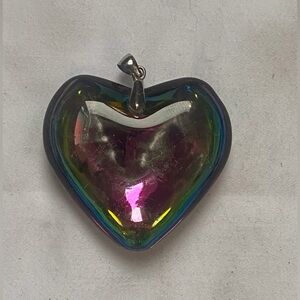Vintage glass Heart ♥️ necklace pendant jewelry- wild color- valentine's day